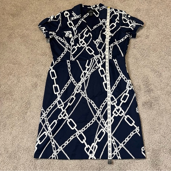 Lennie for Nina Leonard Cotton-Blend Chain-Print Nautical Dress. Size 16. - Picture 15 of 16